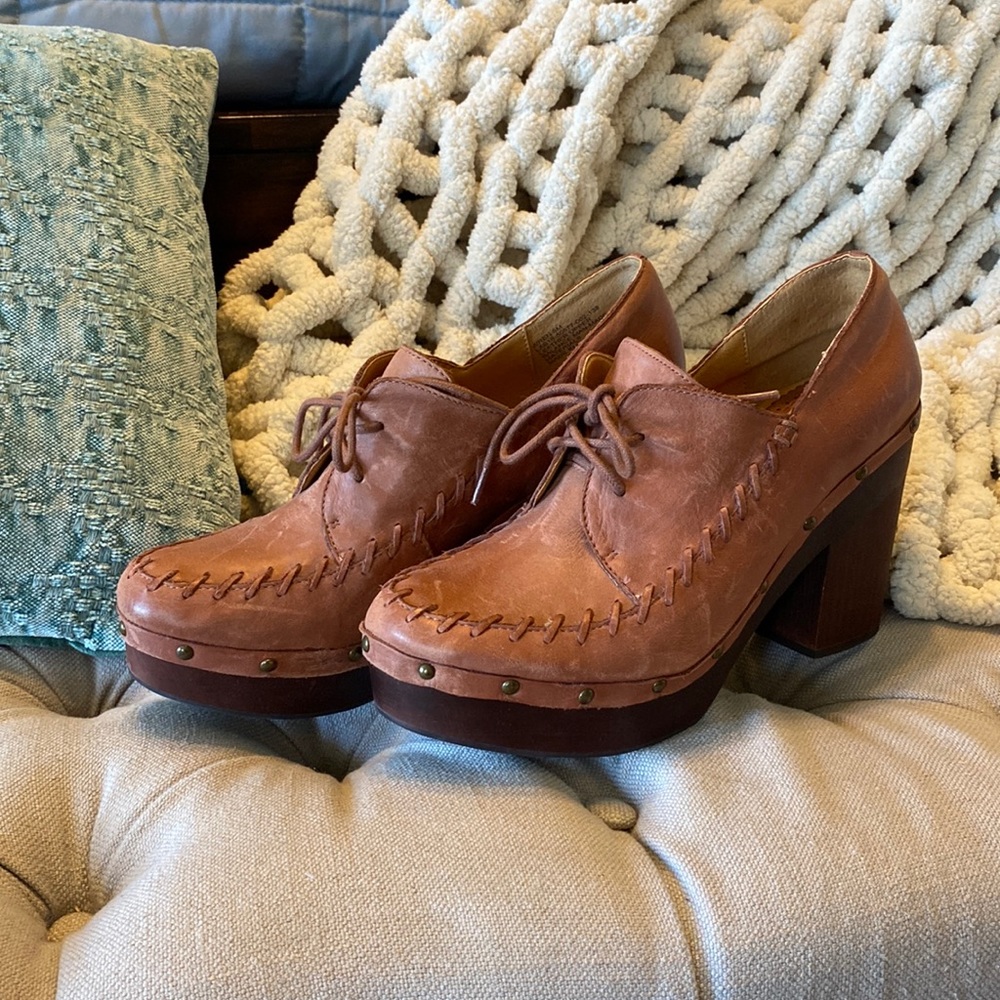 Anthropologie Latigo Wren Heeled Loafer Clogs
